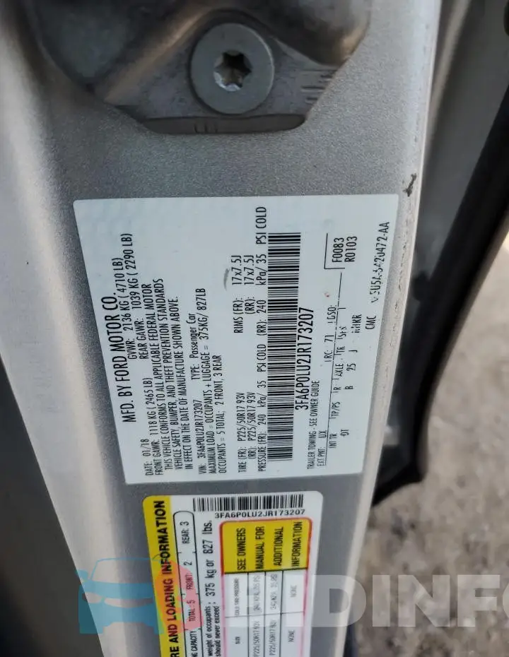 3FA6P0LU2JR173207 Photo# 12