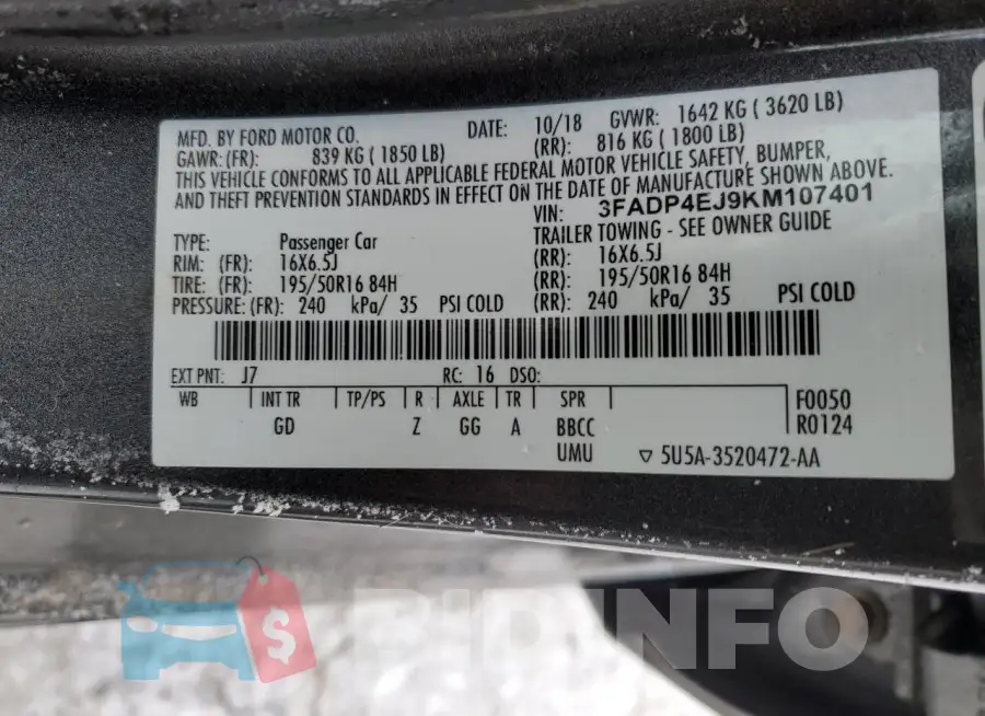 3FADP4EJ9KM107401 Photo# 12
