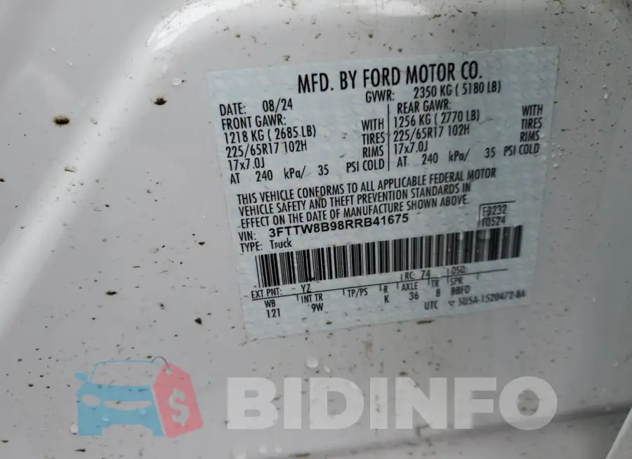 3FTTW8B98RRB41675 Photo# 13