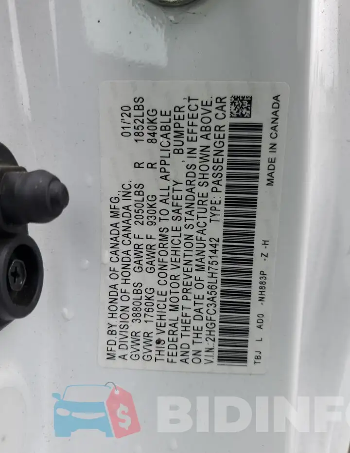 2HGFC3A56LH751442 Photo# 12