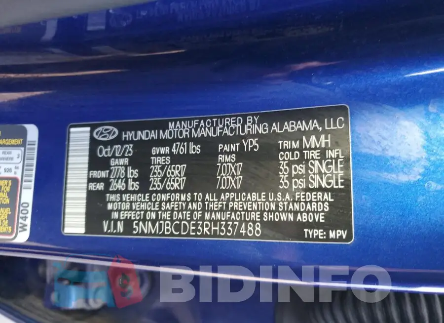 5NMJBCDE3RH337488 Photo# 13