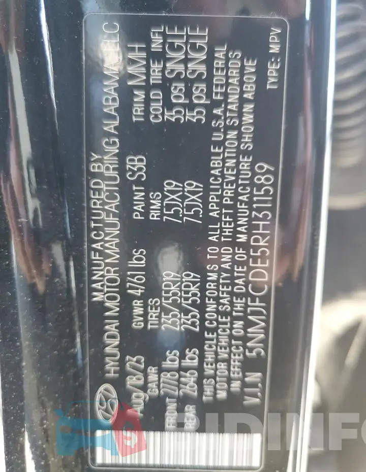 5NMJFCDE5RH311589 Photo# 13