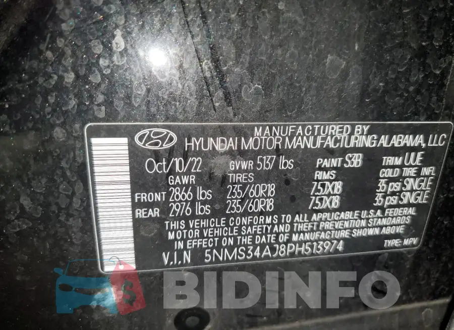 5NMS34AJ8PH513974 Photo# 13