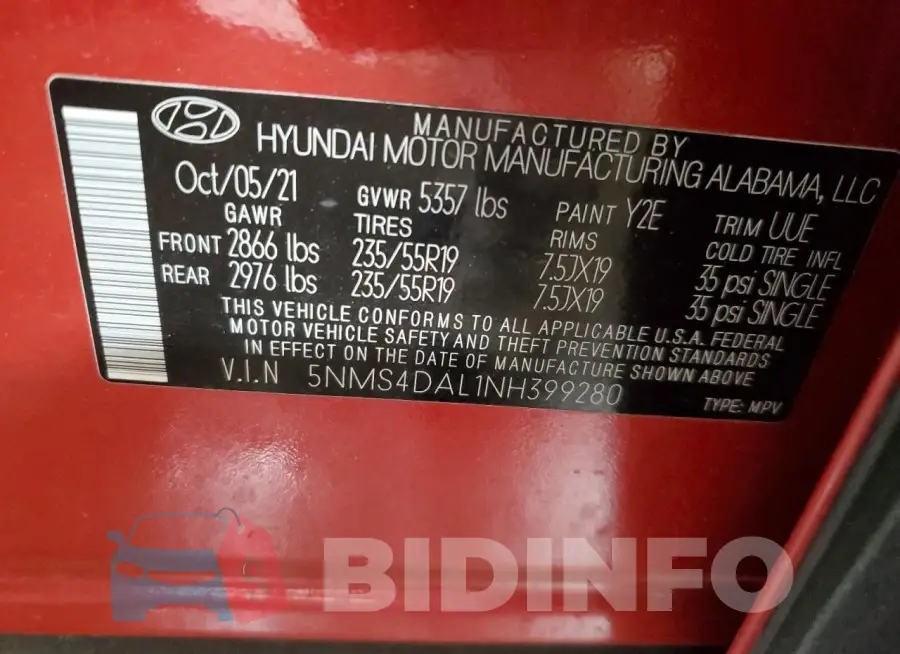 5NMS4DAL1NH399280 Photo# 14