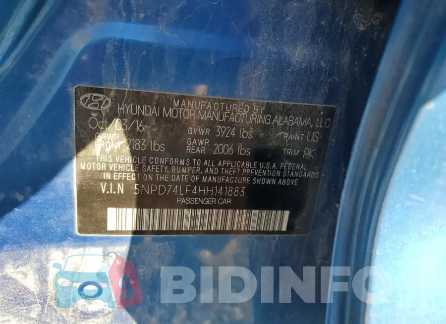 5NPD74LF4HH141883 Photo# 12