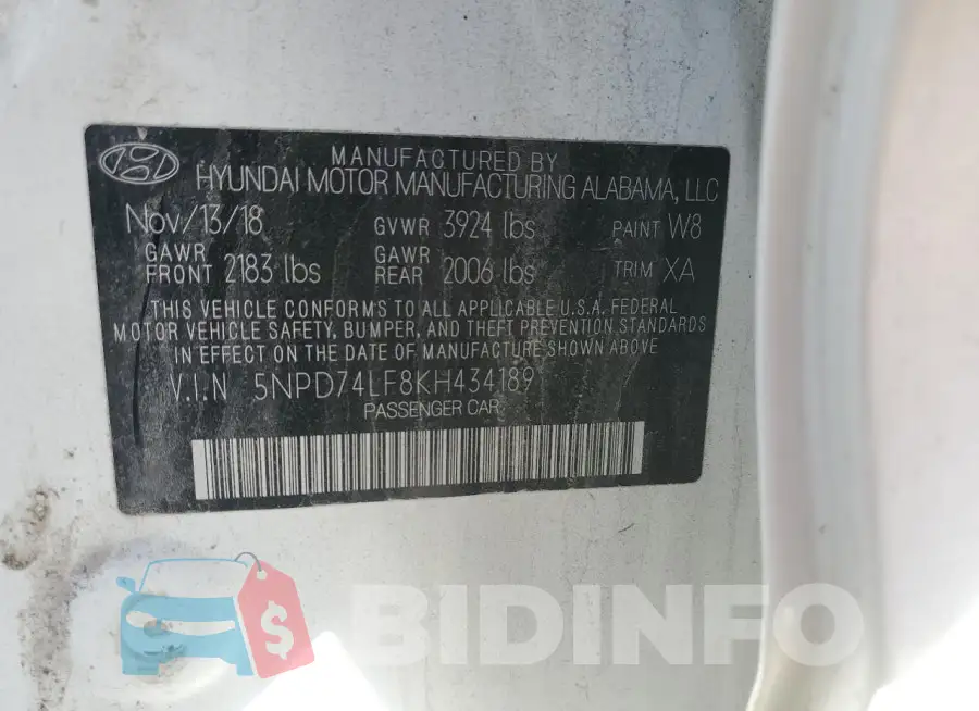 5NPD74LF8KH434189 Photo# 12