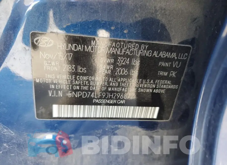 5NPD74LF9JH296872 Photo# 13