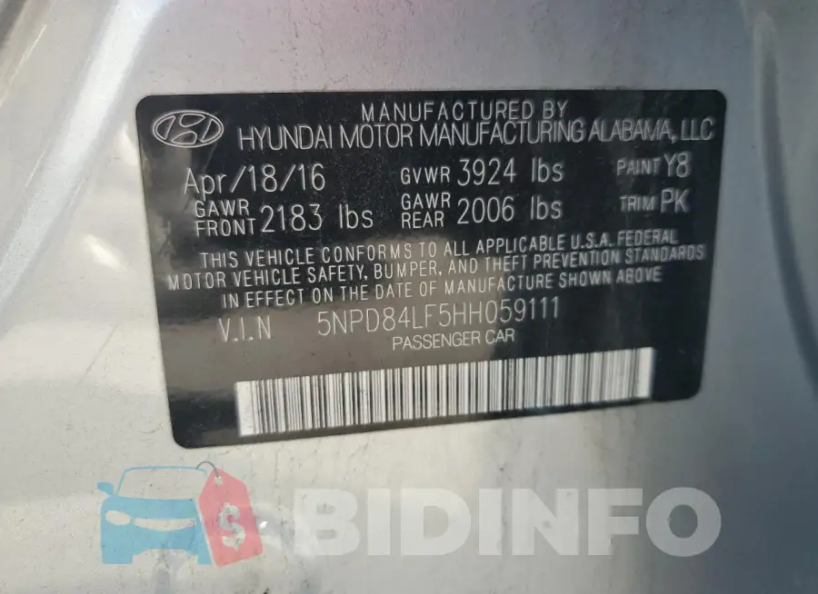 5NPD84LF5HH059111 Photo# 12