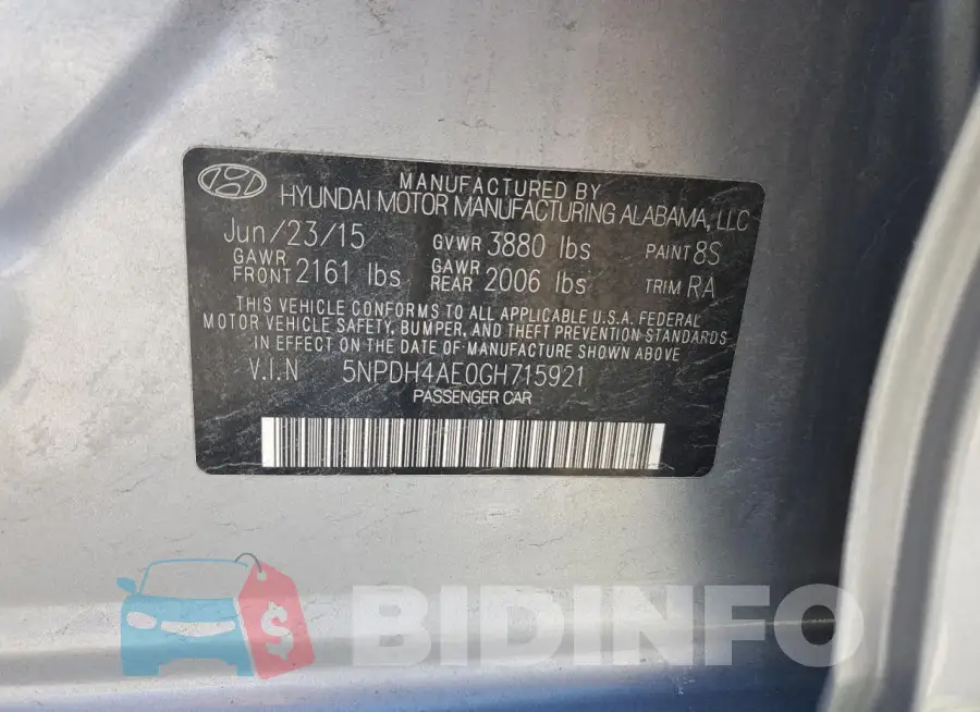 5NPDH4AE0GH715921 Photo# 12