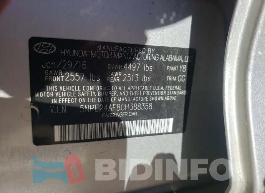5NPE24AF8GH388358 Photo# 12