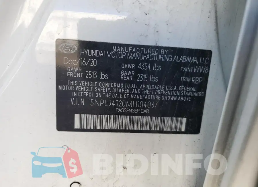 5NPEJ4J20MH104037 Photo# 12