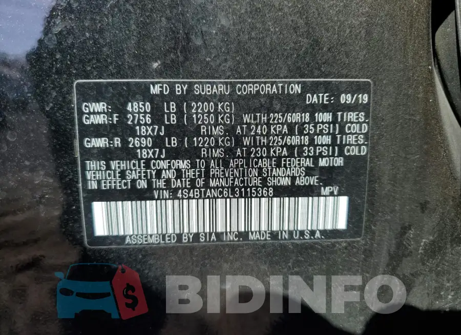 4S4BTANC6L3115368 Photo# 13