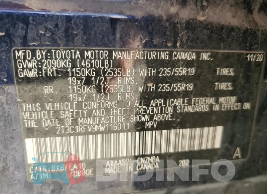 2T3C1RFV9MW116011 Photo# 13