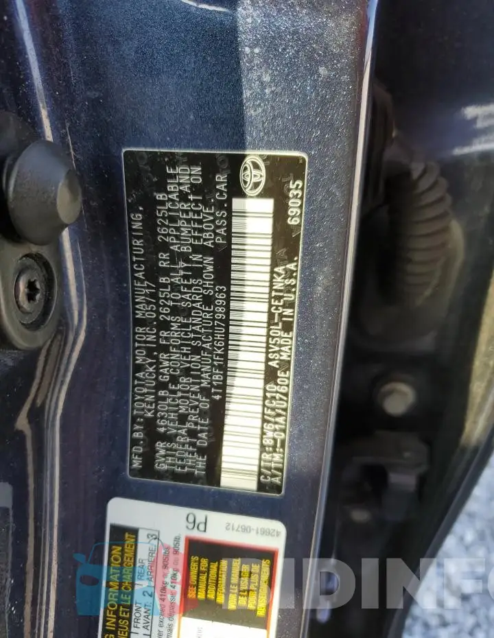 4T1BF1FK6HU798963 Photo# 12