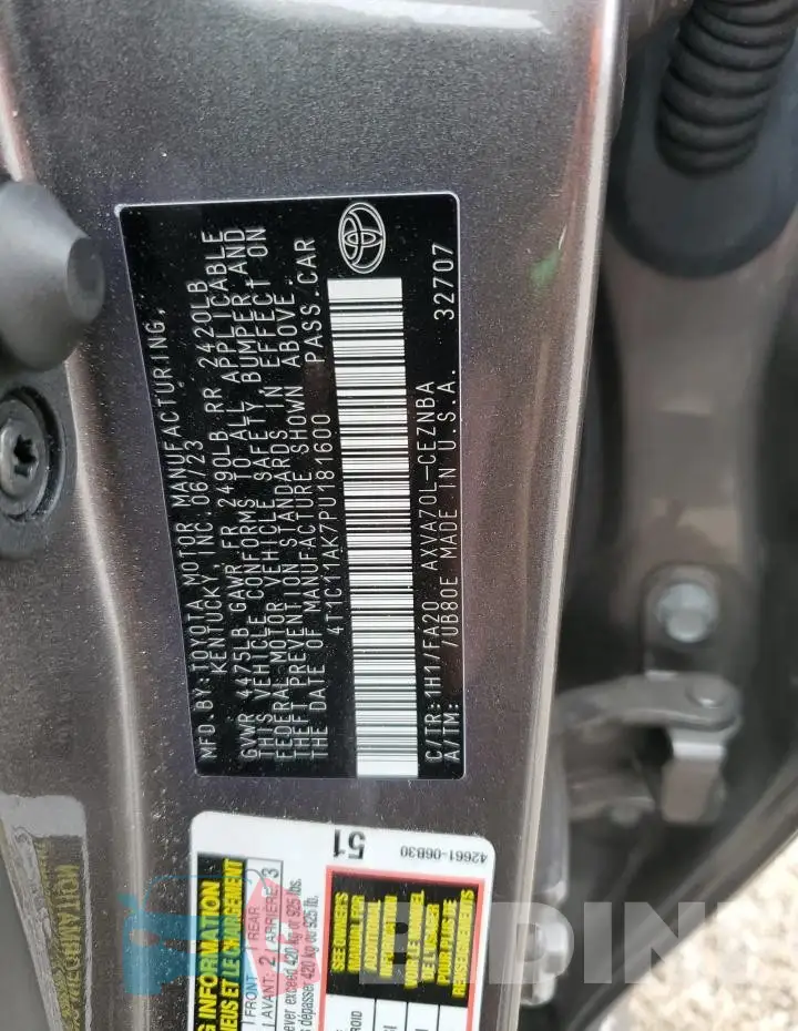 4T1C11AK7PU181600 Photo# 13