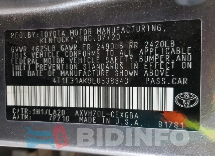 4T1F31AK9LU538843 Photo# 12