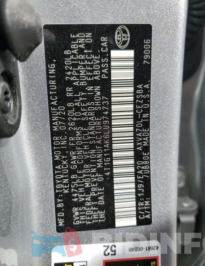 4T1G11AK6LU974737 Photo# 12