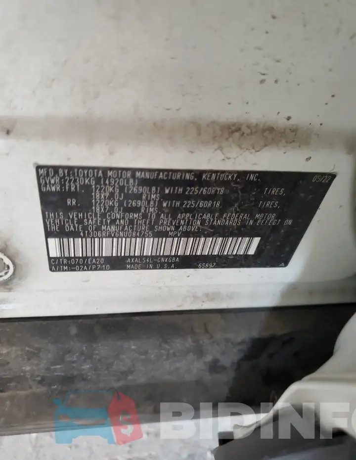 4T3D6RFV6NU084755 Photo# 12