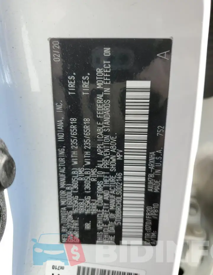 5TDBBRCH0LS002146 Photo# 13