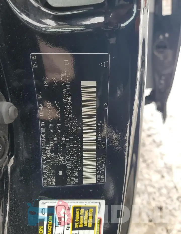 5TDZZ3DCXLS037187 Photo# 13