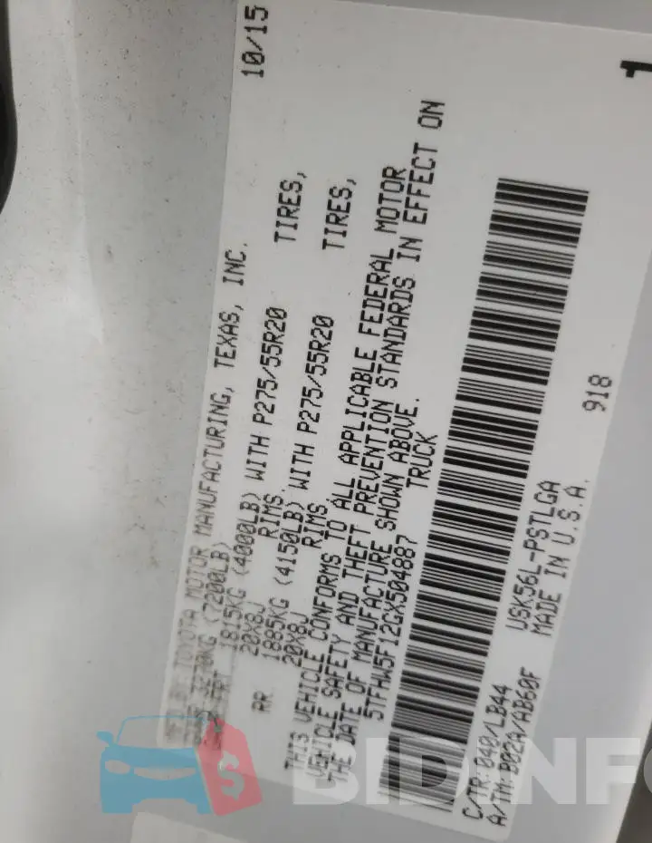 5TFHW5F12GX504887 Photo# 13