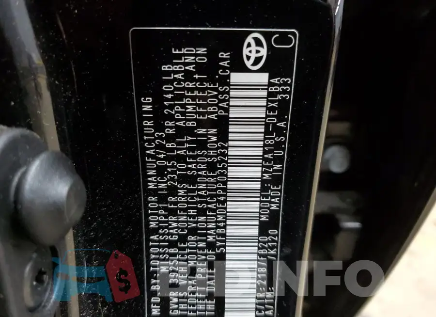 5YFB4MDE4PP035232 Photo# 12