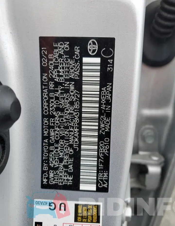JTDKAMFP8M3185727 Photo# 12
