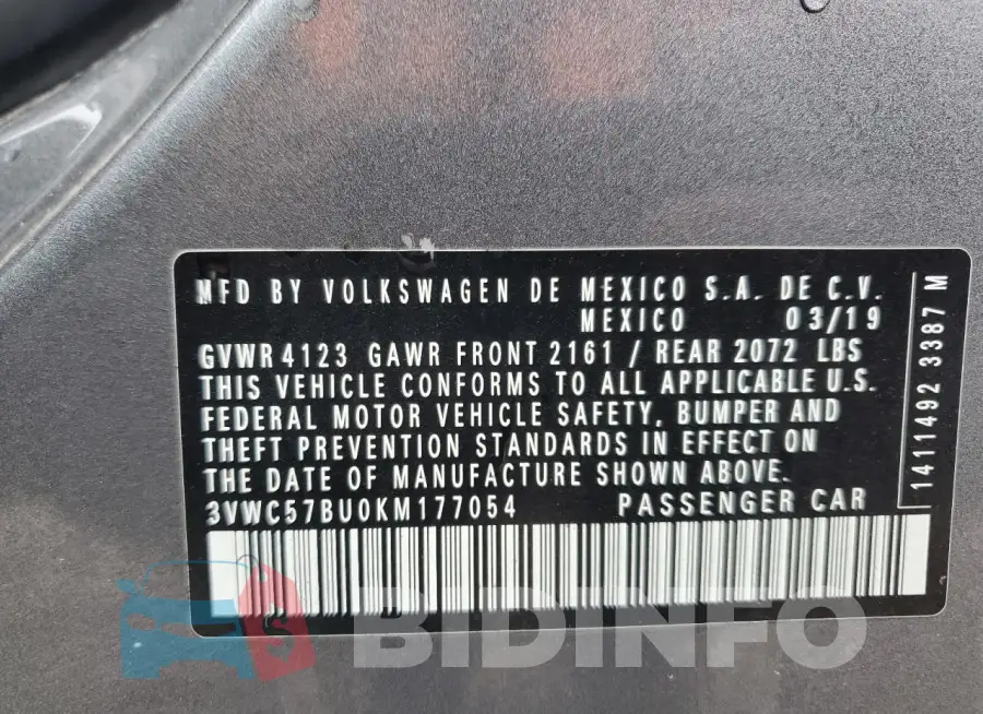 3VWC57BU0KM177054 Photo# 12