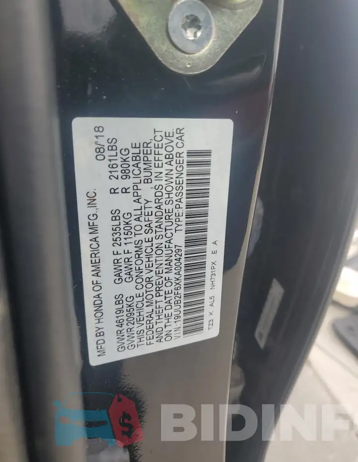 19UUB2F6XKA004297 Photo# 12