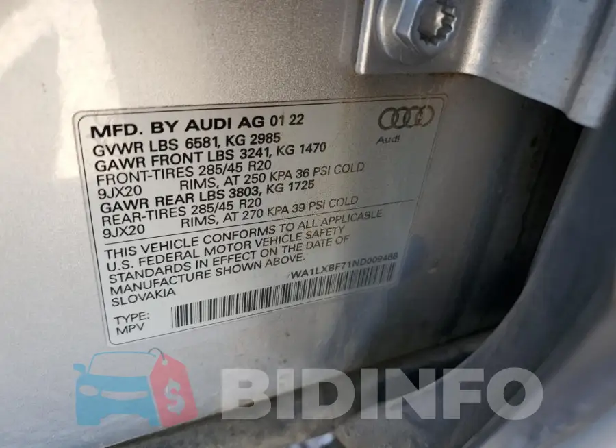 WA1LXBF71ND009468 Photo# 14