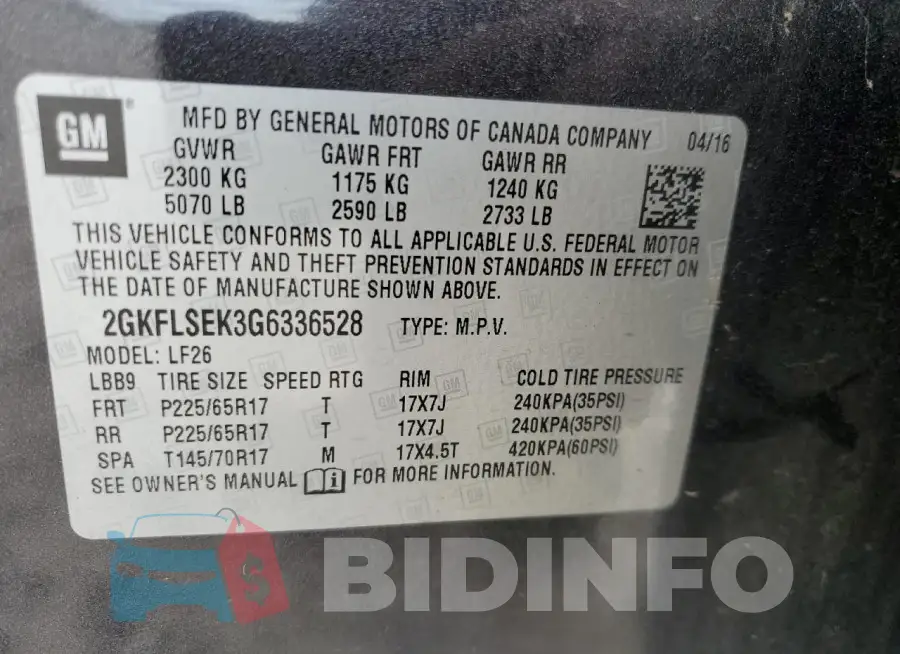 2GKFLSEK3G6336528 Photo# 14