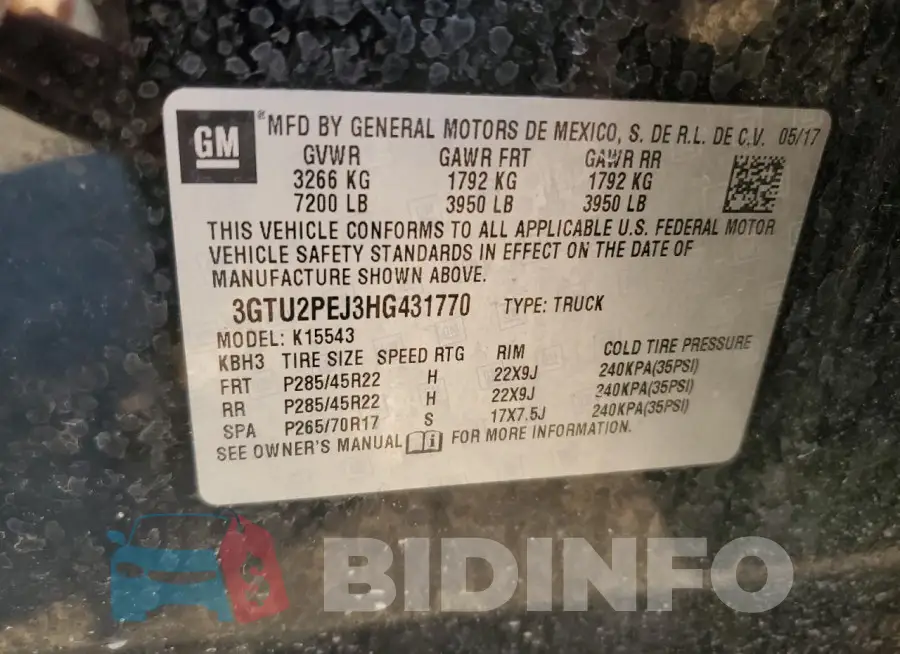 3GTU2PEJ3HG431770 Photo# 12