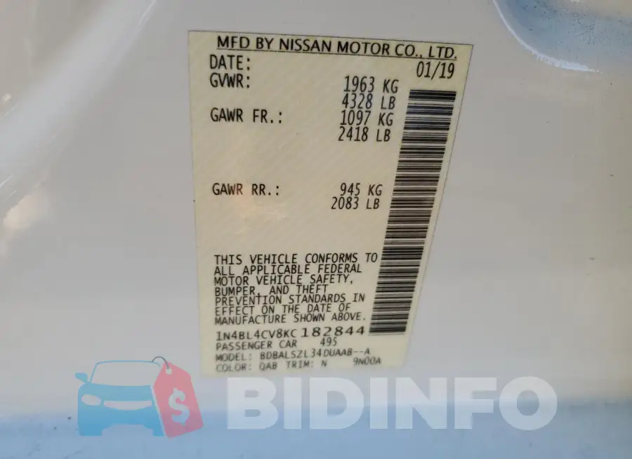 1N4BL4CV8KC182844 Photo# 12