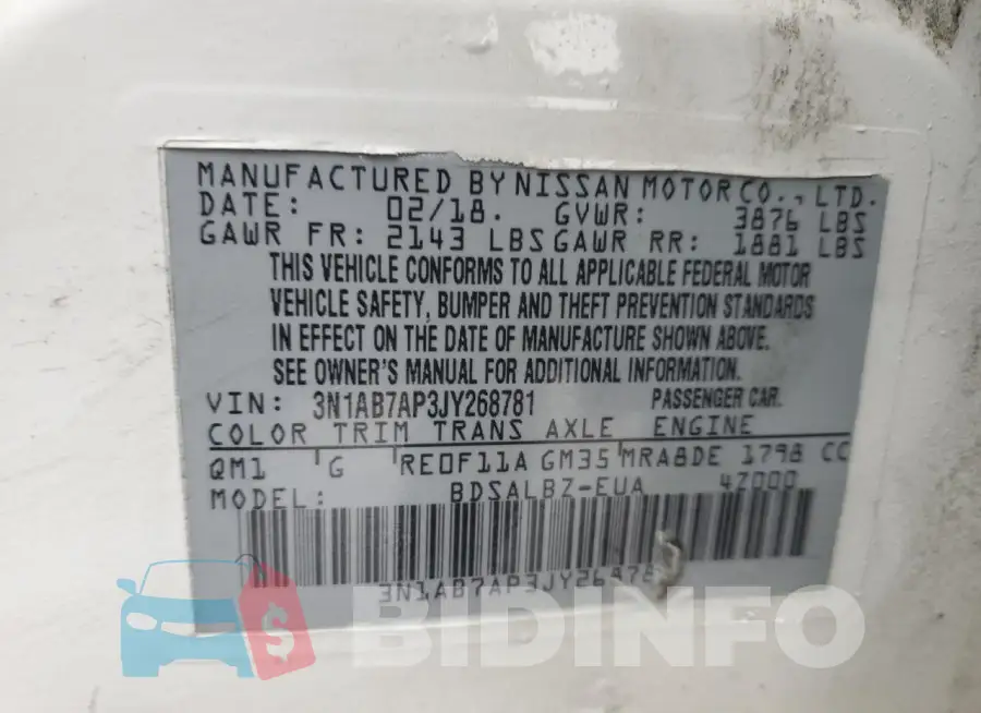 3N1AB7AP3JY268781 Photo# 12