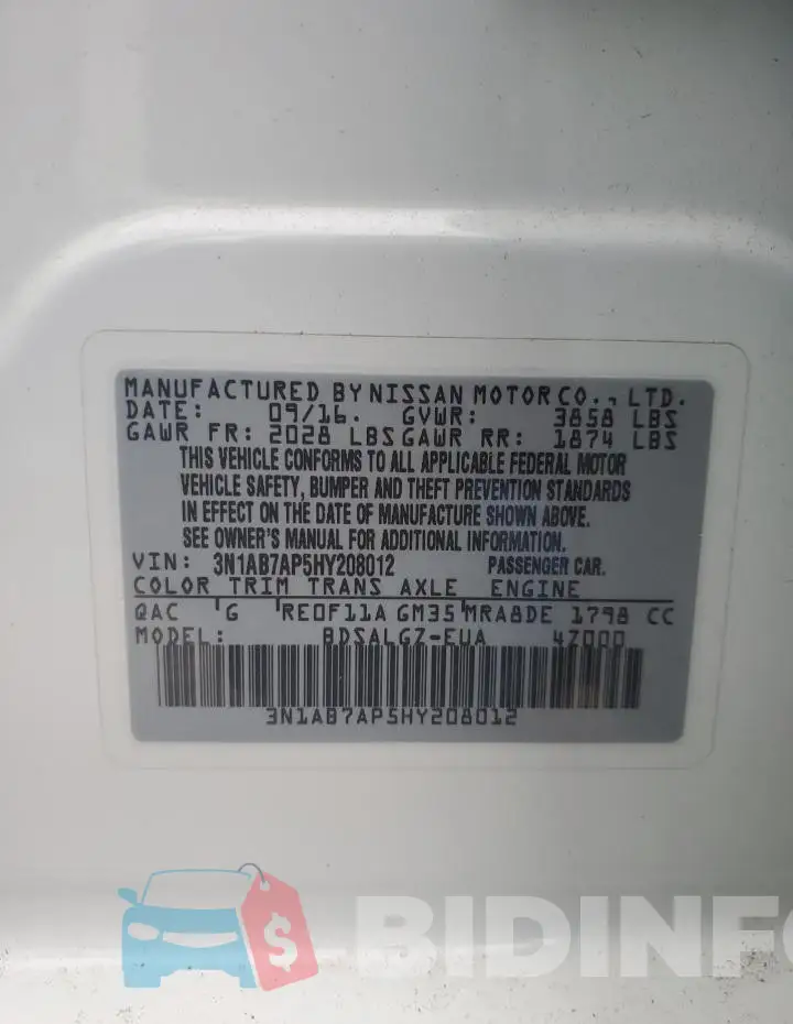 3N1AB7AP5HY208012 Photo# 12