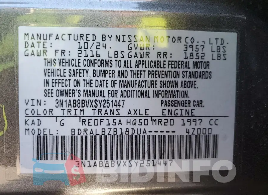 3N1AB8BVXSY251447 Photo# 13