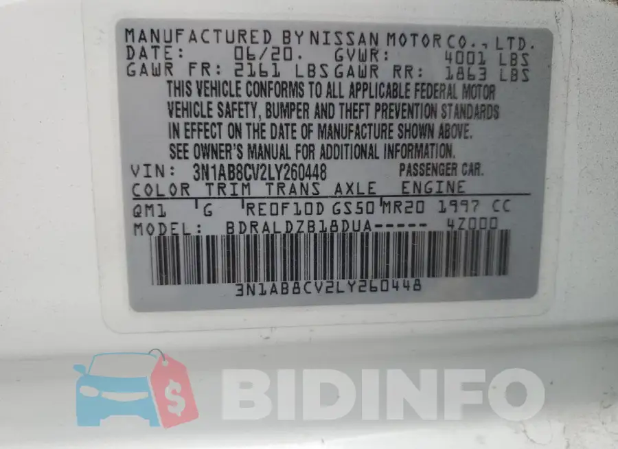 3N1AB8CV2LY260448 Photo# 13