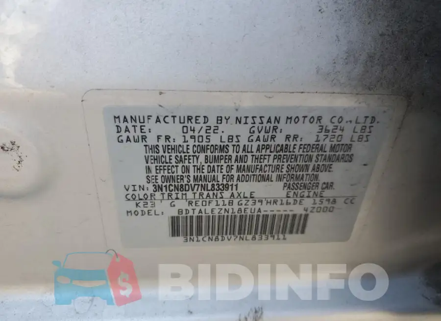 3N1CN8DV7NL833911 Photo# 12