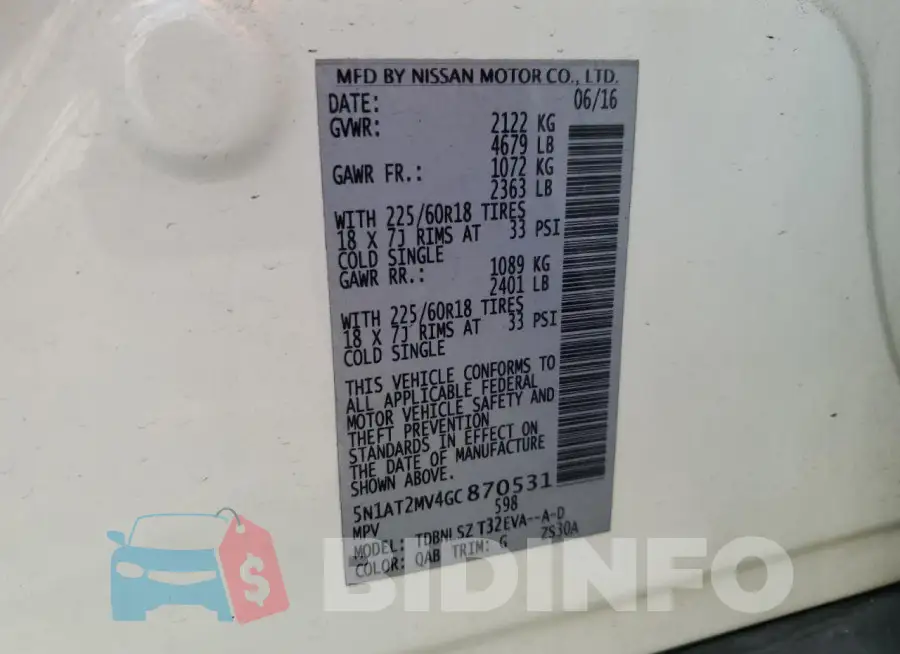 5N1AT2MV4GC870531 Photo# 13