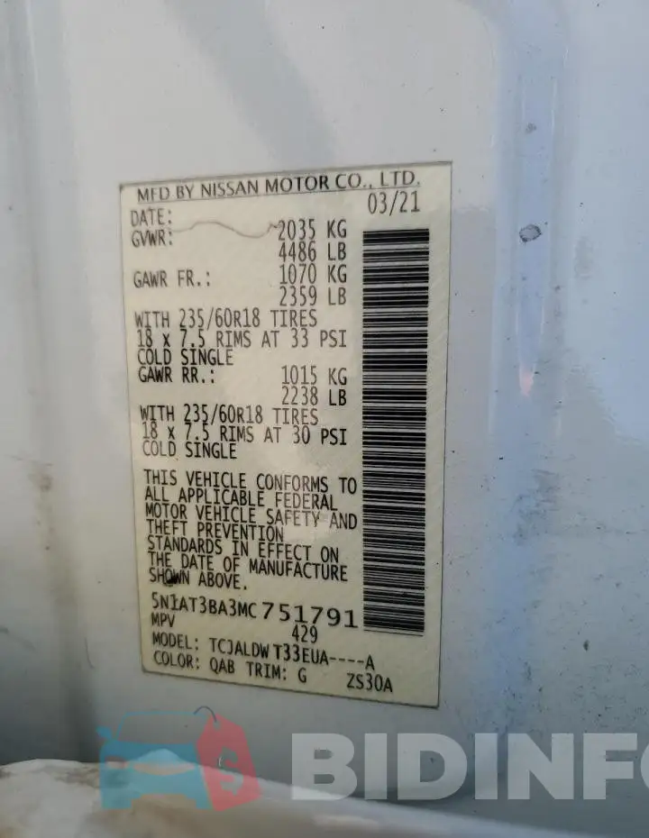 5N1AT3BA3MC751791 Photo# 14