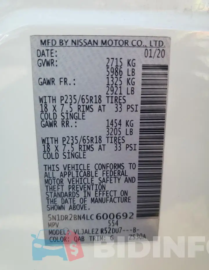 5N1DR2BN4LC600692 Photo# 13