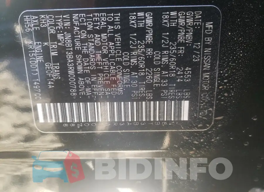 JN8BT3BA3RW000788 Photo# 13
