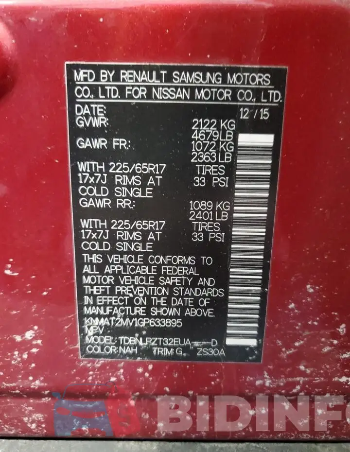 KNMAT2MV1GP633895 Photo# 13