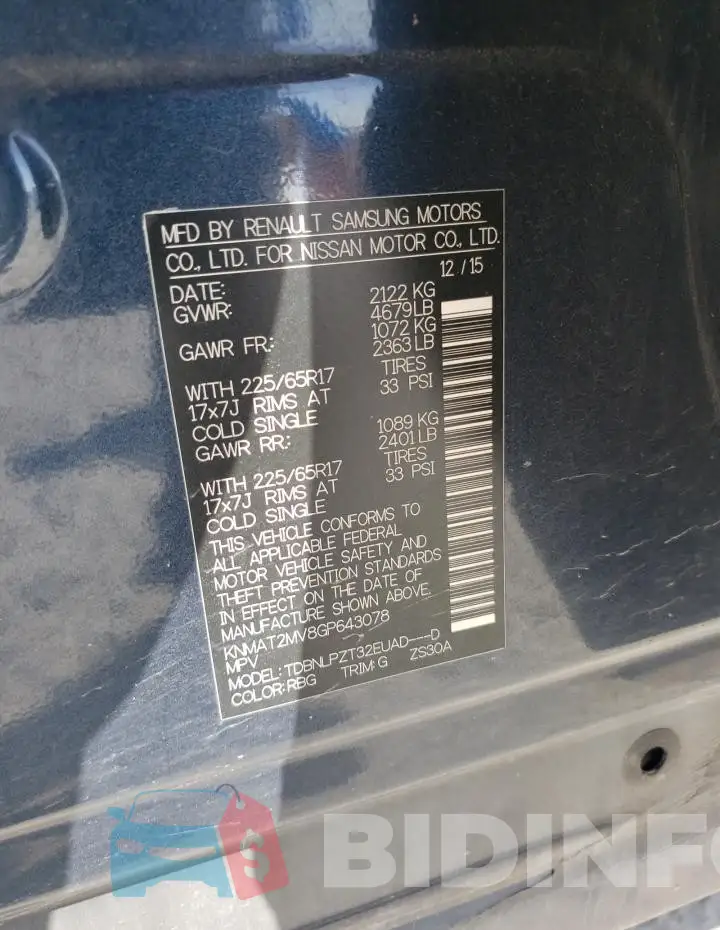 KNMAT2MV8GP643078 Photo# 14