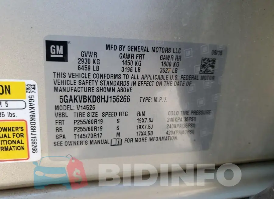 5GAKVBKD8HJ156266 Photo# 13