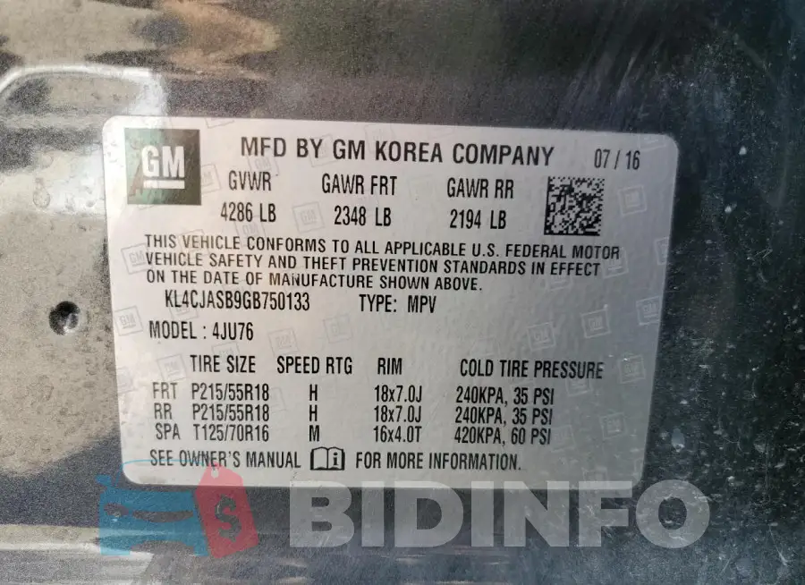 KL4CJASB9GB750133 Photo# 14