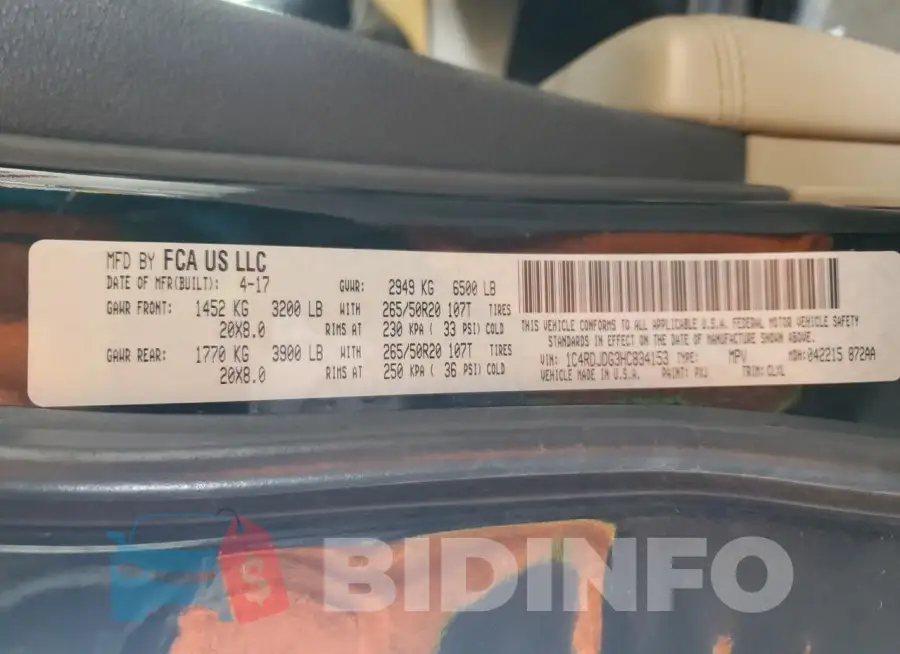 1C4RDJDG3HC834153 Photo# 13
