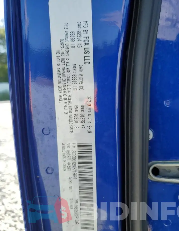 2C3CDXHG9KH718600 Photo# 12