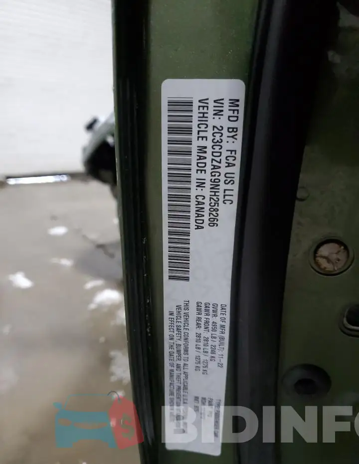 2C3CDZAG9NH258266 Photo# 13