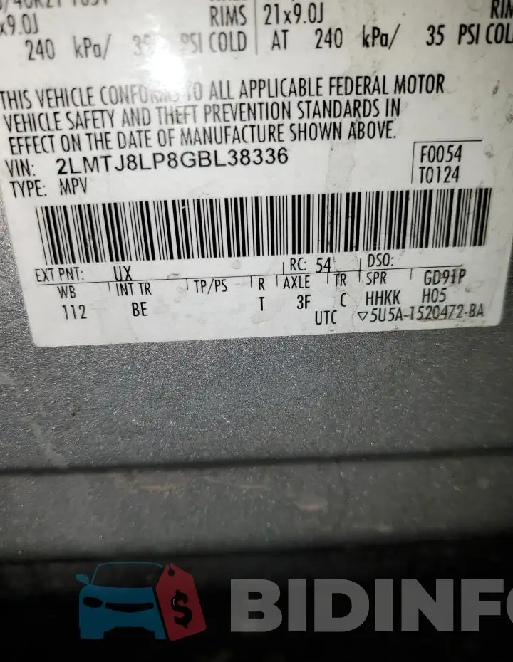 2LMTJ8LP8GBL38336 Photo# 12